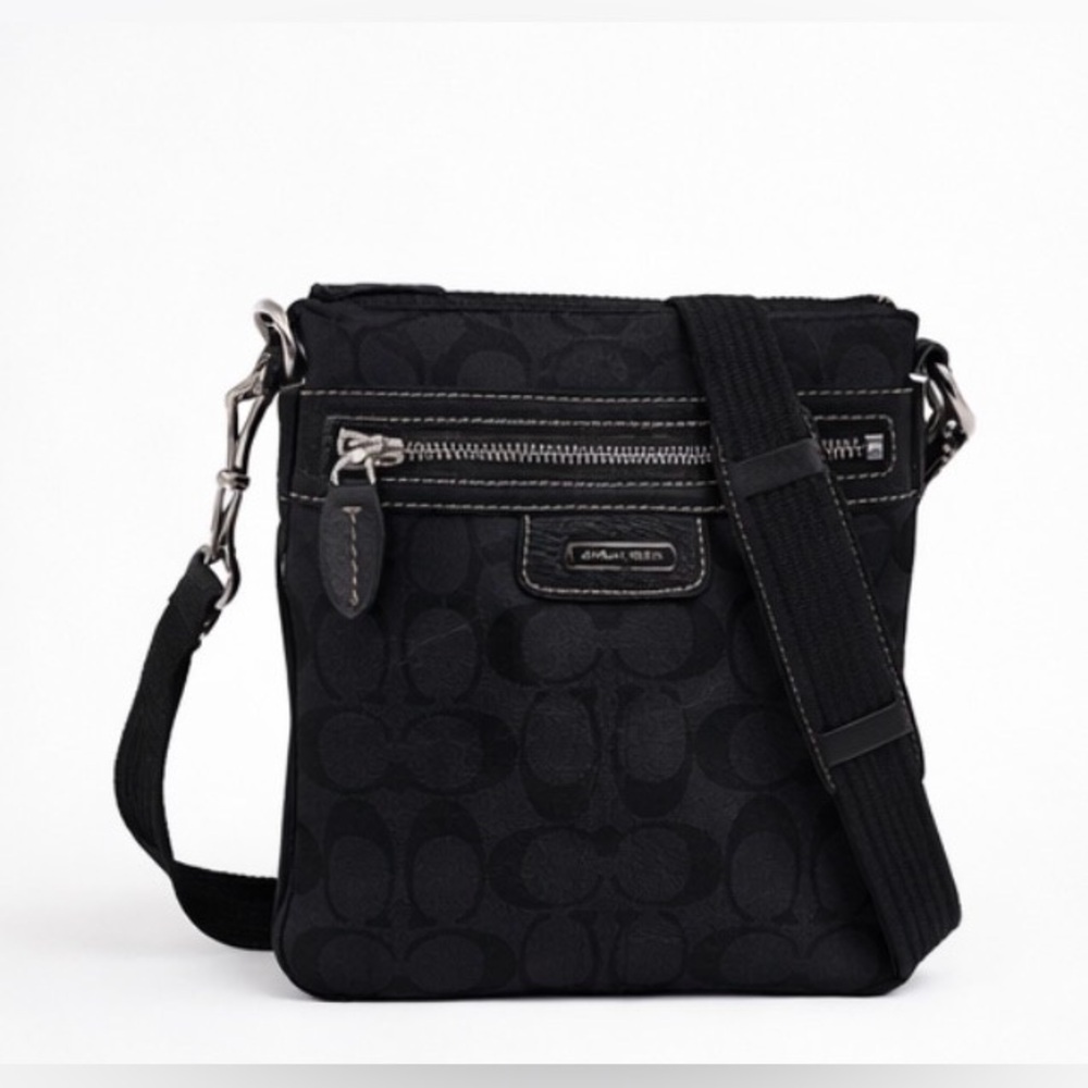 Coach Penelope Swingpack Black Signature Canvas Leather Crossbody Messenger Bag - Picture 8 of 11